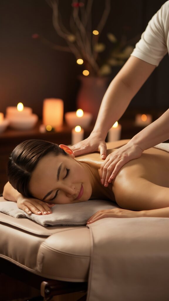 Woman receiving relaxing massage with aromatherapy at Nidra Spa in Mexico City